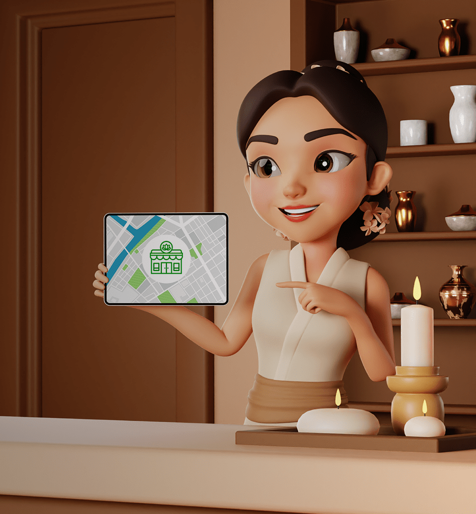 Dame zeigt ein professionelles Studio-Profil auf Thai-Massage.de