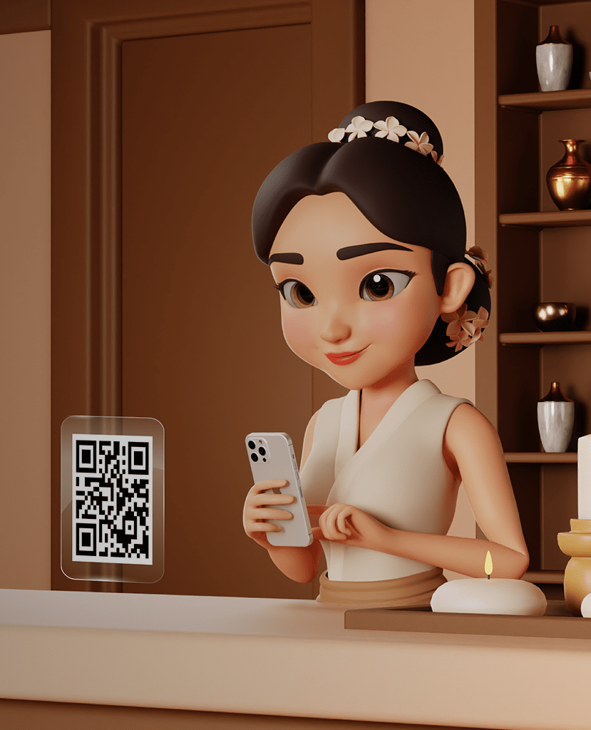 Dame löst einen Gutschein ein